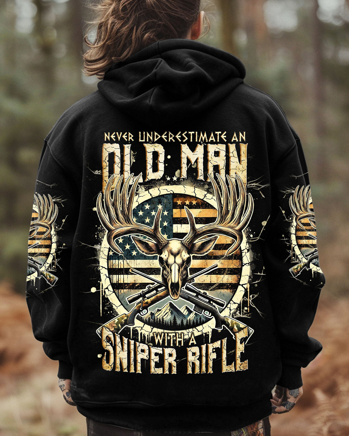 BLISSCORNERS NEVER UNDERESTIMATE AN OLD MAN WITH A SNIPER RIFLE ALL OVER PRINT