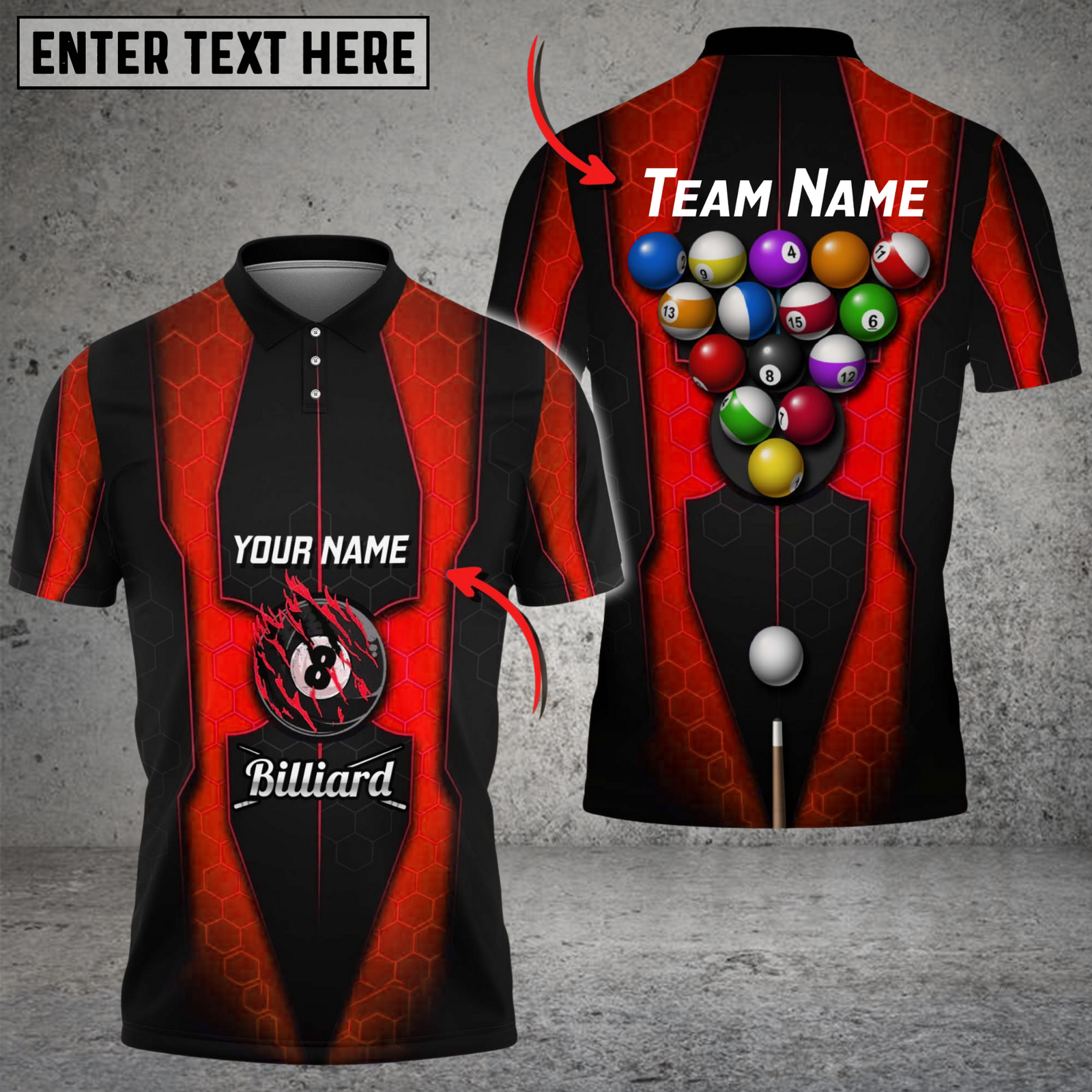 Blisscorners Billiards Hex Gradient Multicolor Customized Name, Team Name 3D Shirt