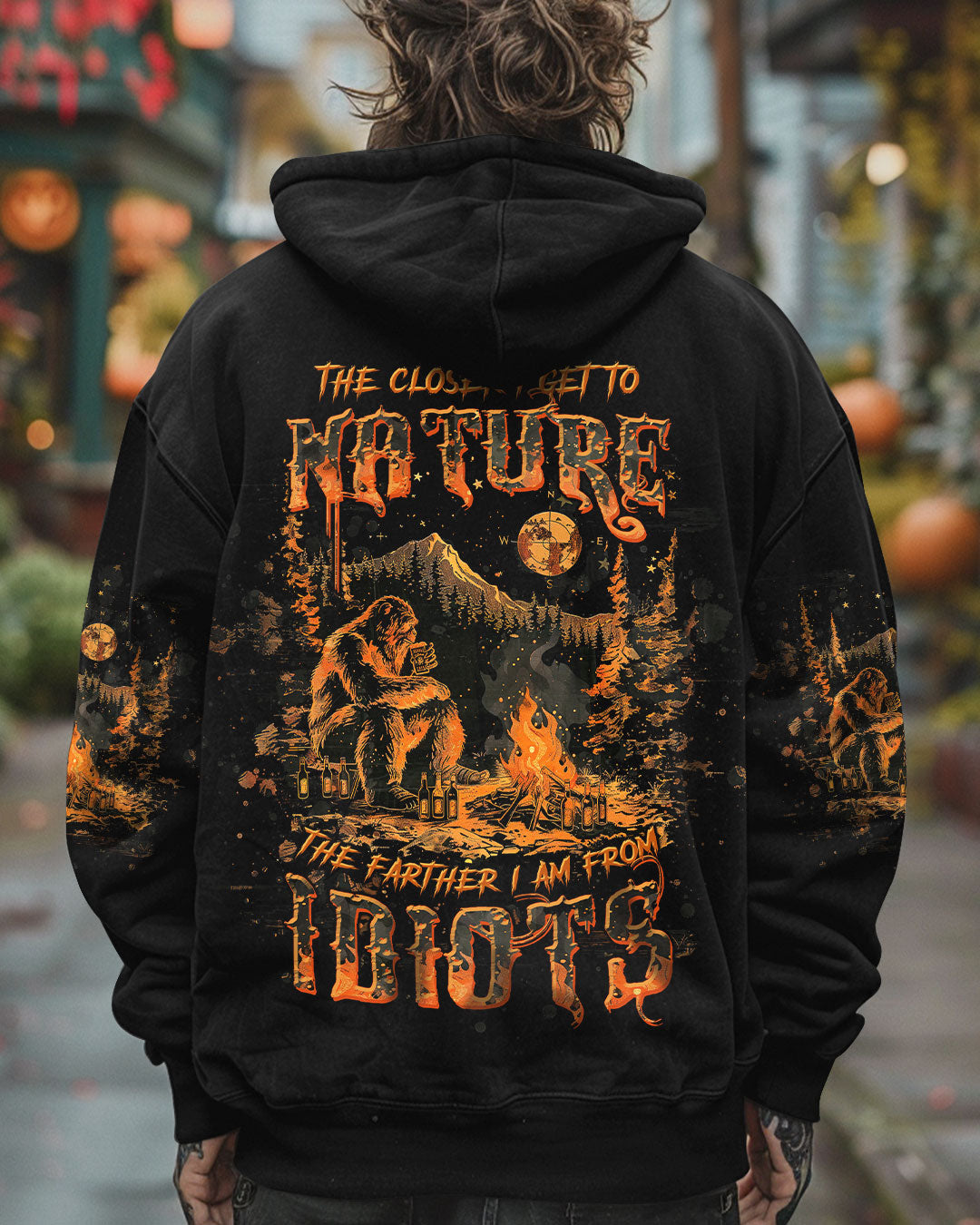 BLISSCORNERS THE CLOSER I GET TO NATURE BIGFOOT CAMPFIRE ALL OVER PRINT