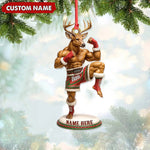 Blisscorners Custom Name Muay Thai Deer Ornament, Funny Boxing Deer Christmas Decoration LM0411