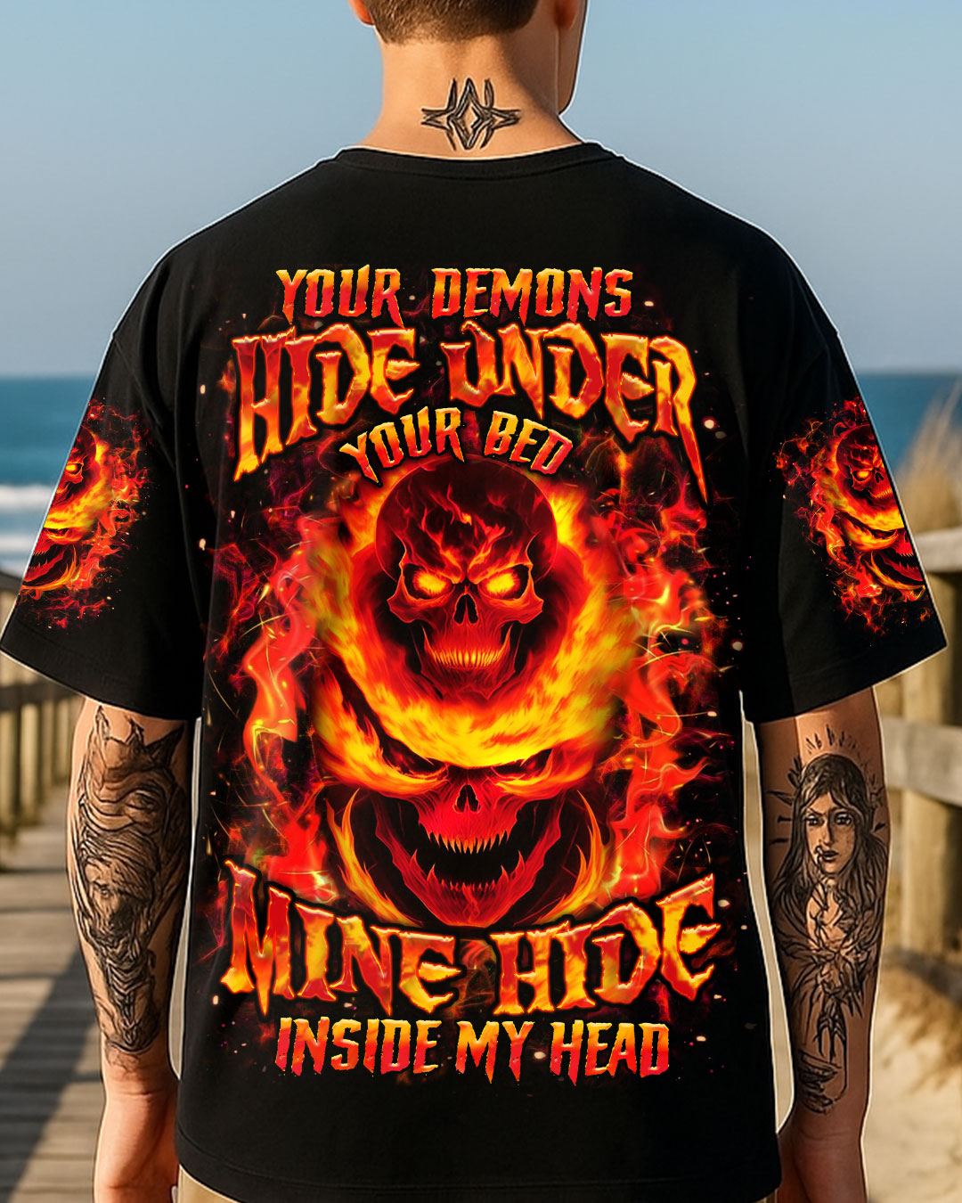 BLISSCORNERS YOUR DEMONS HIDE UNDER YOUR BED SKULL ALL OVER PRINT