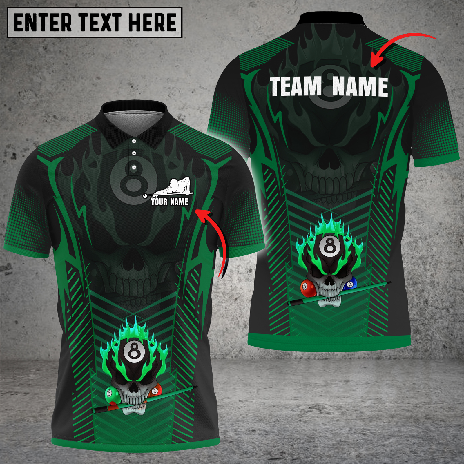 Blisscorners Billiards Flaming Skull Multicolor Customized Name, Team Name 3D Shirt