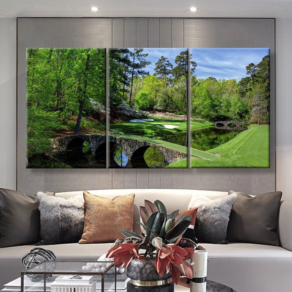 Blisscorners Augusta Golf Course Canvas, Canvas Wall Art, Multi Canvas Wall Art, Golf Decor LM2611