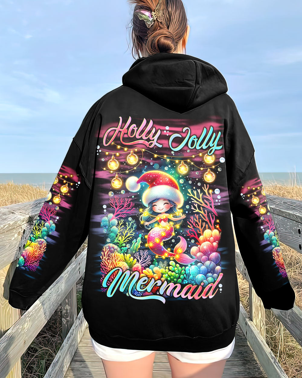 BLISSCORNERS HOLLY JOLLY MERMAID CHRISTMAS ALL OVER PRINT