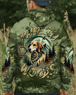 BLISSCORNERS RAISE 'EM IN THE WOODS DEER HUNTING FOXHOUND DOG ALL OVER PRINT