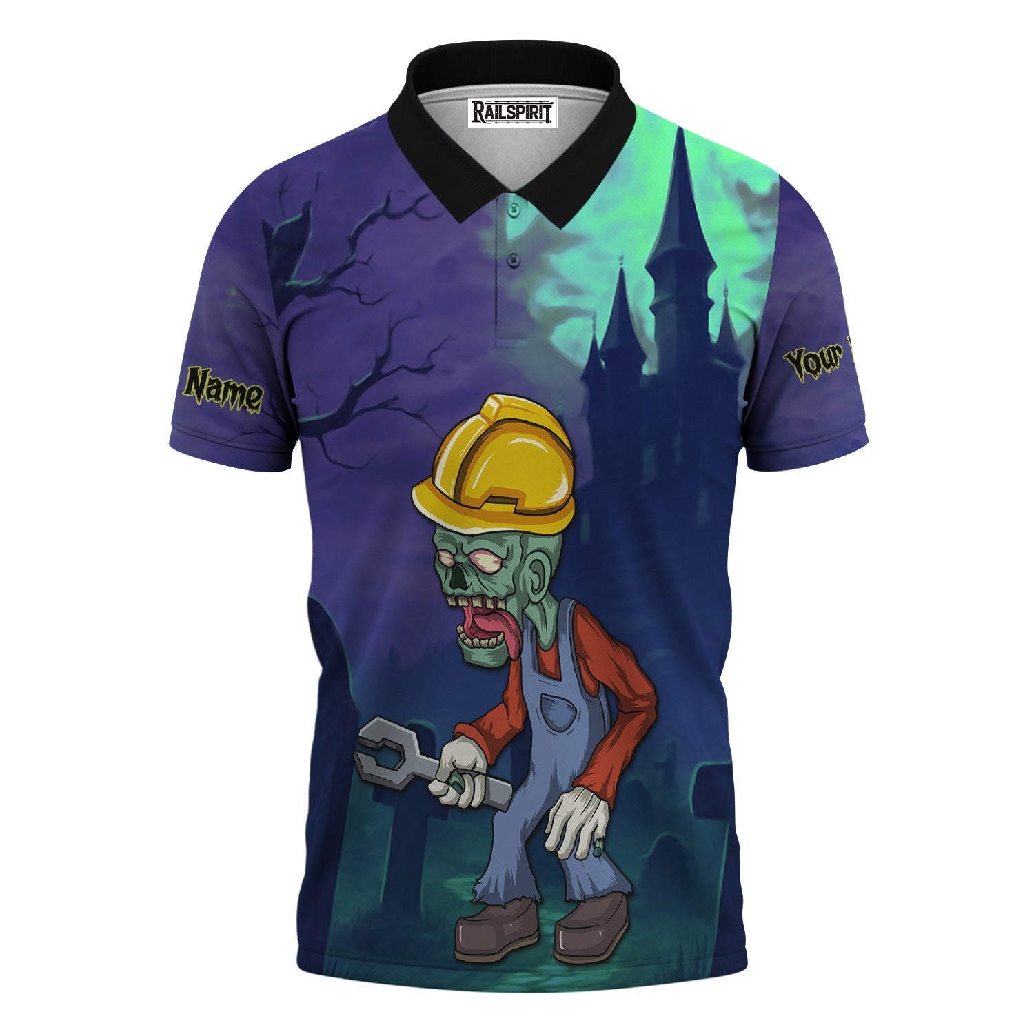 Blisscorners Custom Name Zombie Mechanic T Shirt Haunted House Halloween Shirt For Mechanic
