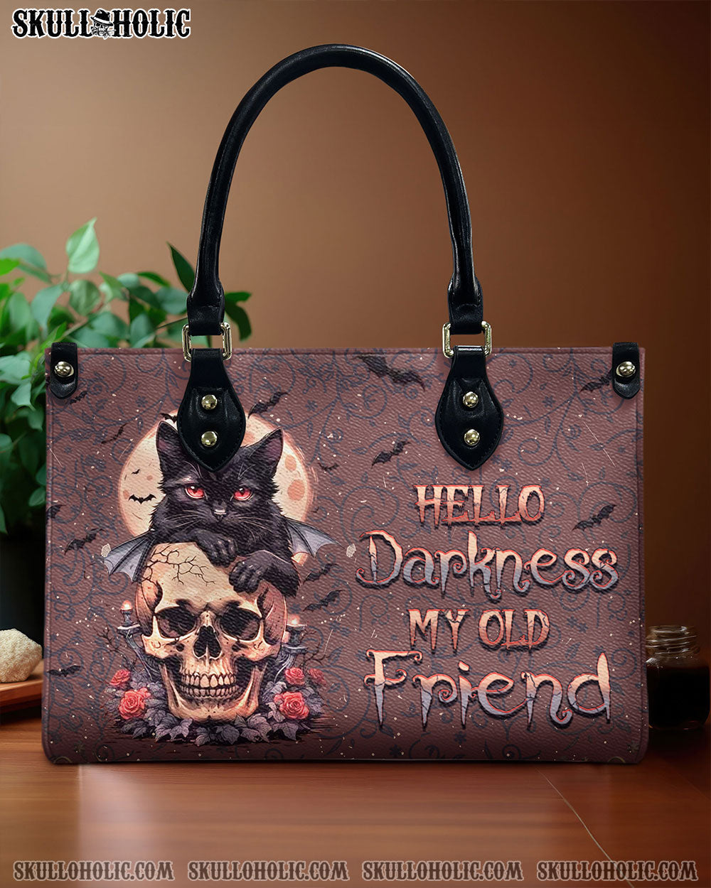 BLISSCORNERS HELLO DARKNESS MY OLD FRIEND HALLOWEEN LEATHER HANDBAG
