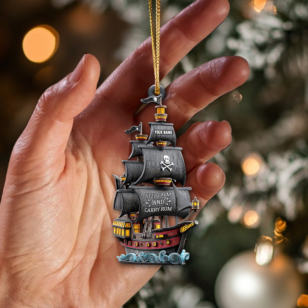 Blisscorners Keep Calm And Carry Rum, Home Decor, Christmas Ornament, Personalized Ornament2D Flat LM2111