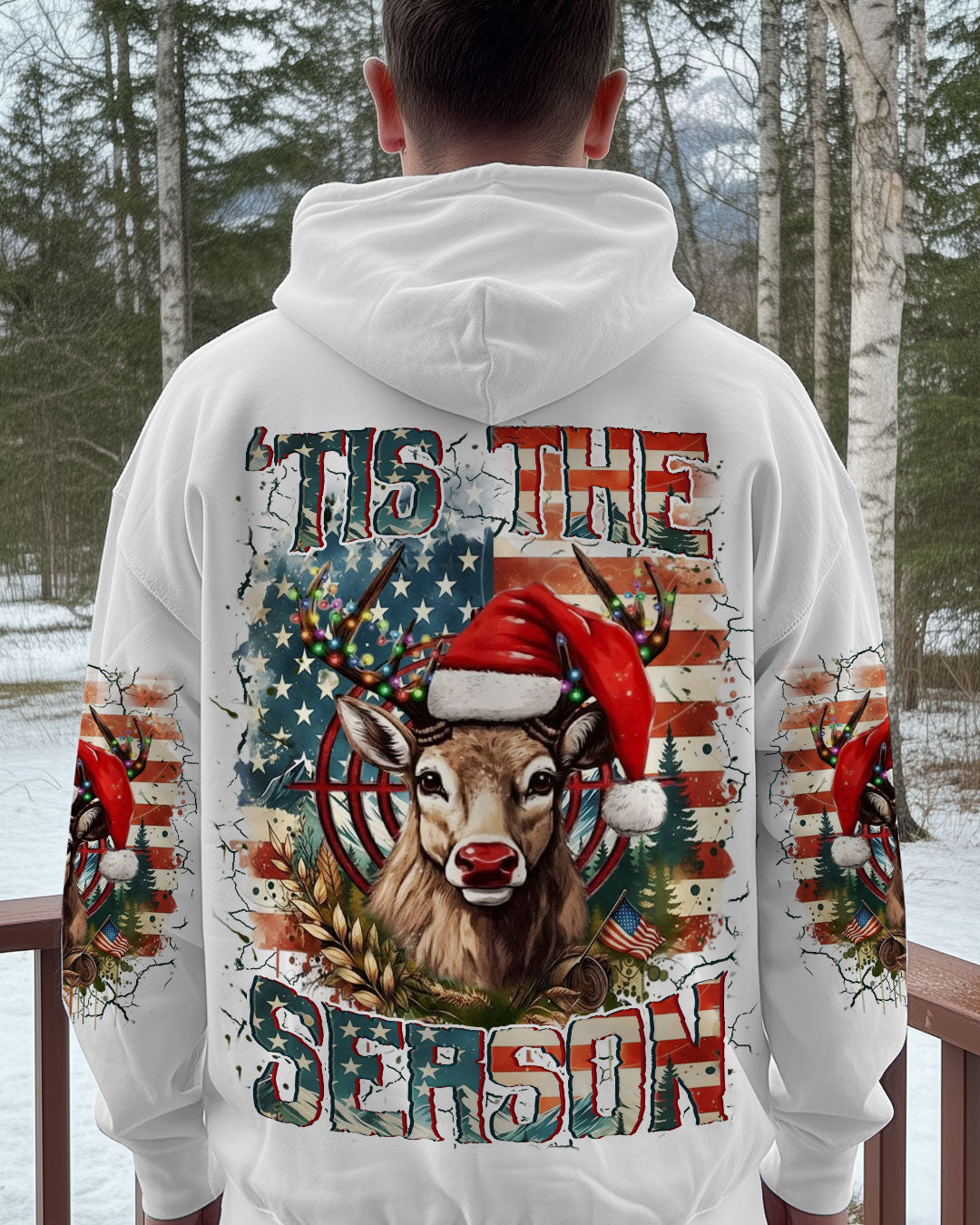 BLISSCORNERS ’TIS THE SEASON CHRISTMAS HUNTING DEER ALL OVER PRINT