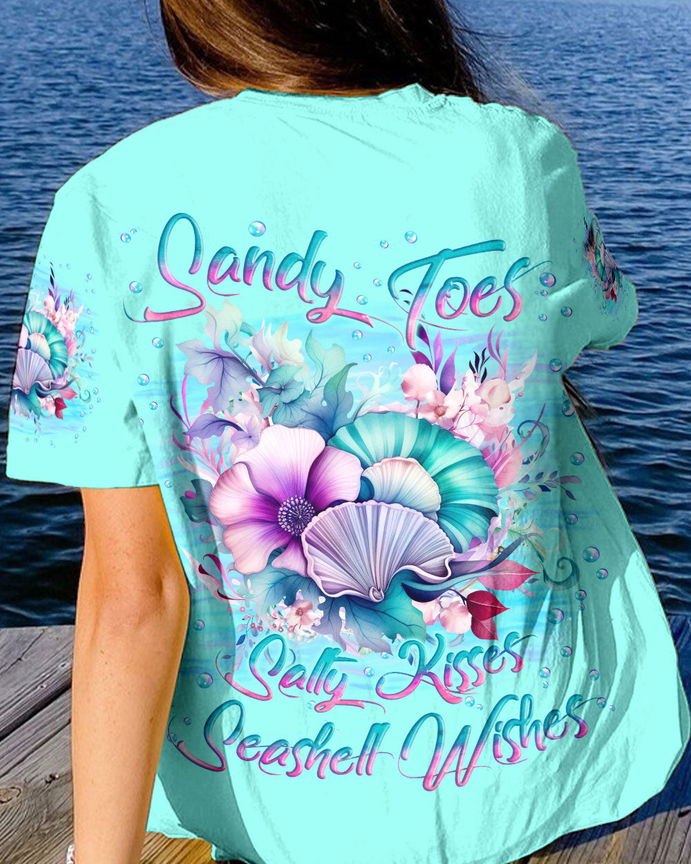 BLISSCORNERS SANDY TOES SALTY KISSES SEASHELL WISHES ALL OVER PRINT