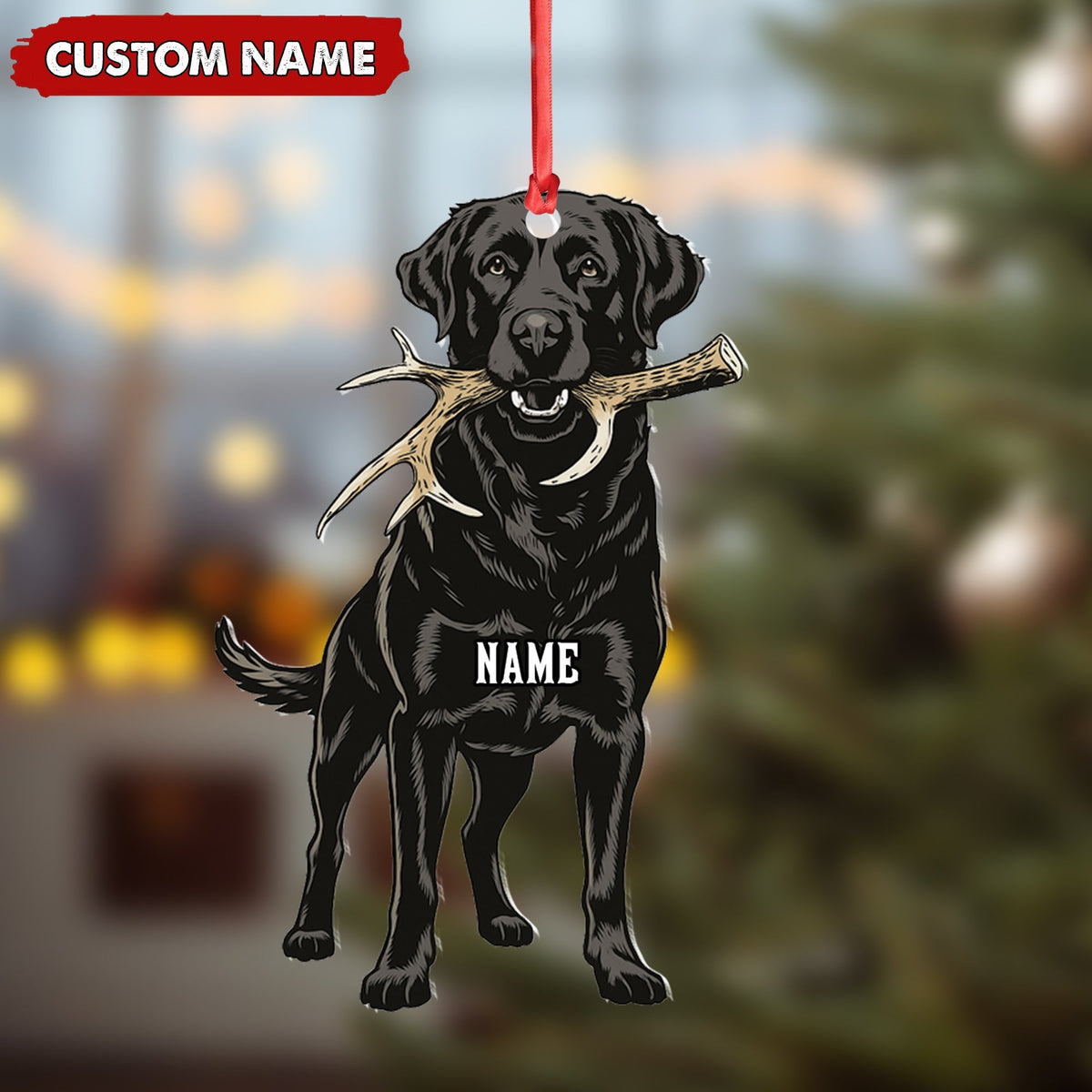 Blisscorners Personalized Black Lab Dog Christmas Ornament - Personalized Hunting Dog Acrylic Decor LM0411