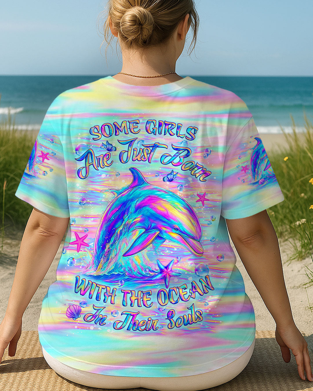 BLISSCORNERS SOME GIRLS ARE JUST BORN DOLPHIN ALL OVER PRINT