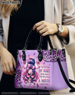 BLISSCORNERS A MOUTH I CAN'T CONTROL MESSY BUN SKULL LEATHER HANDBAG