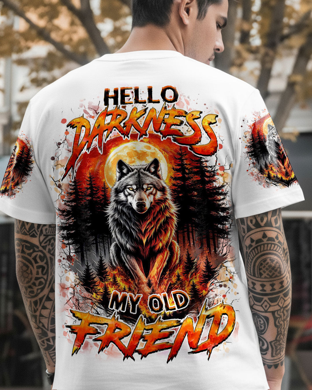 BLISSCORNERS HELLO DARKNESS MY OLD FRIEND WOLF ALL OVER PRINT