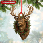 Blisscorners Personalized Rustic Deer Head Christmas Acrylic Ornament - 3D Holiday Decor & Perfect Gift for Hunters & Nature Lovers