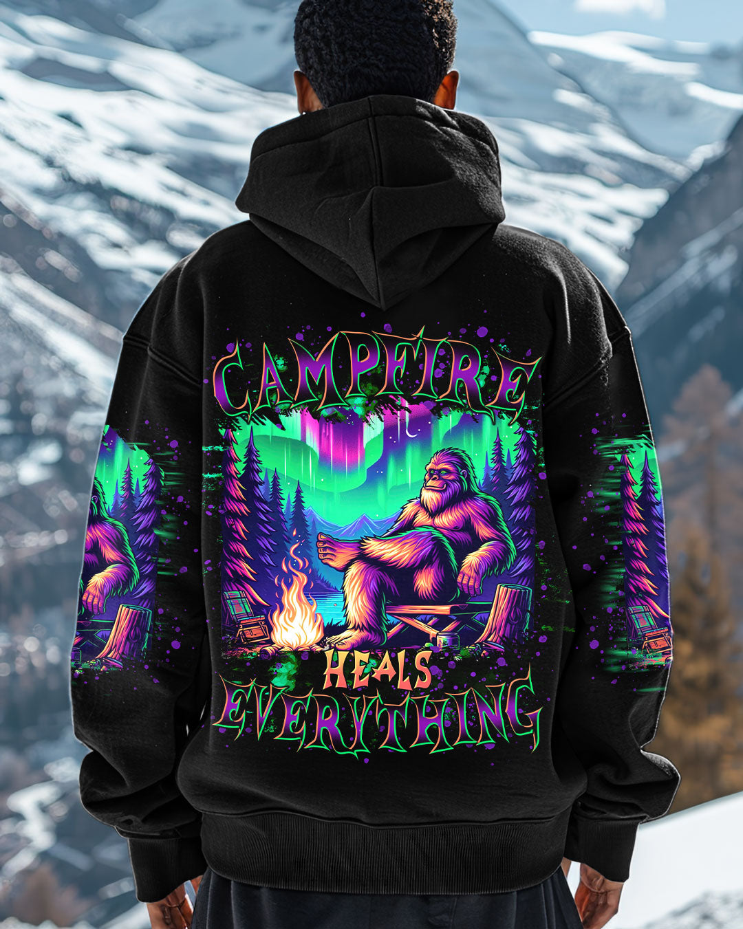 BLISSCORNERS CAMPFIRE HEALS EVERYTHING BIGFOOT ALL OVER PRINT