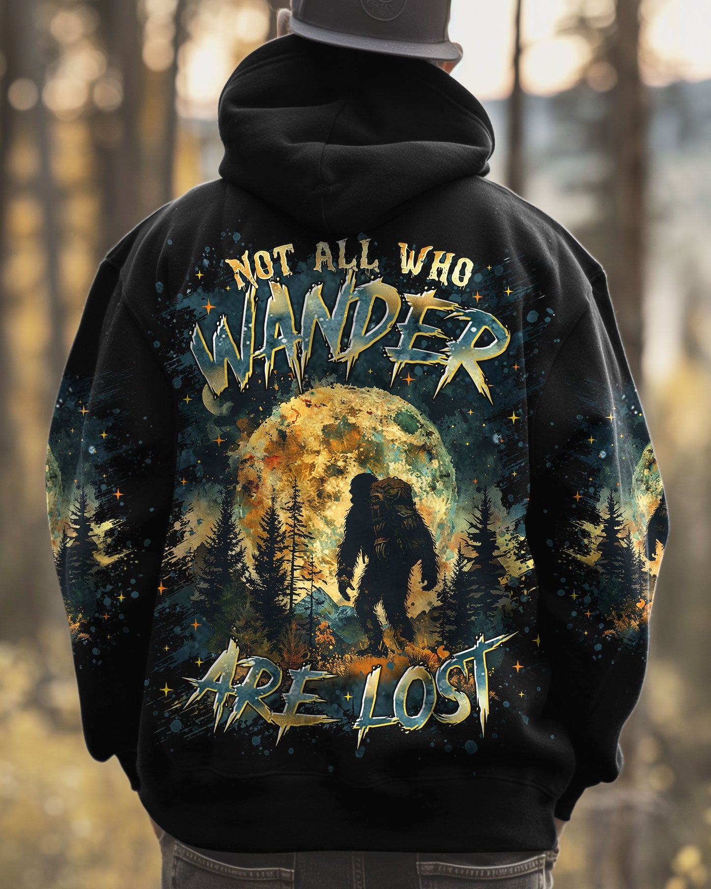 BLISSCORNERS NOT ALL WHO WANDER ARE LOST BIGFOOT ALL OVER PRINT