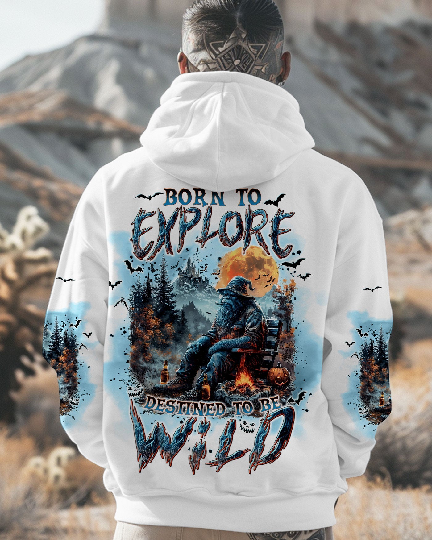 BLISSCORNERS BORN TO EXPLORE DESTINED TO BE WILD BIGFOOT HALLOWEEN ALL OVER PRINT