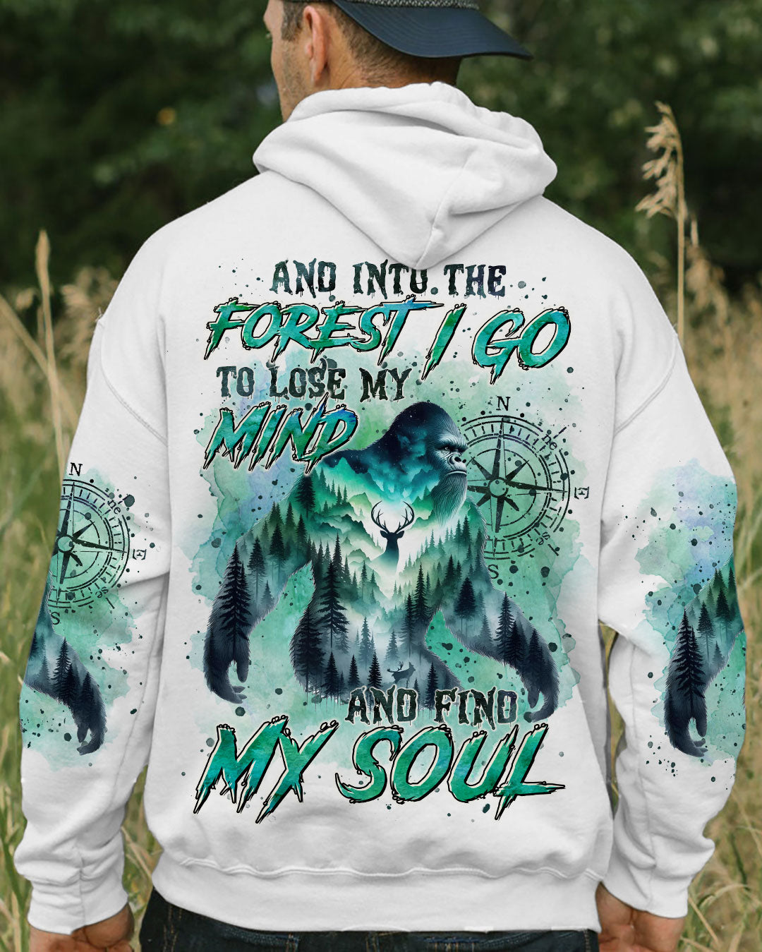 BLISSCORNERS AND INTO THE FOREST I GO BIGFOOT ALL OVER PRINT