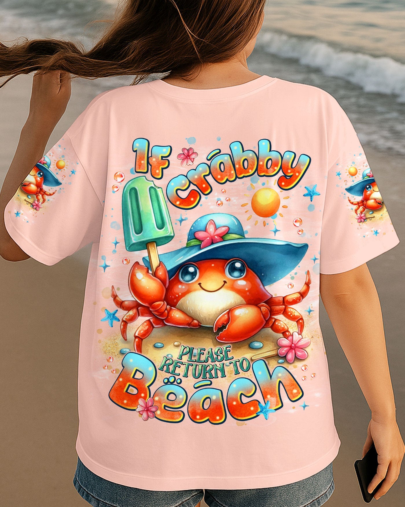 BLISSCORNERS IF CRABBY PLEASE RETURN TO BEACH ALL OVER PRINT