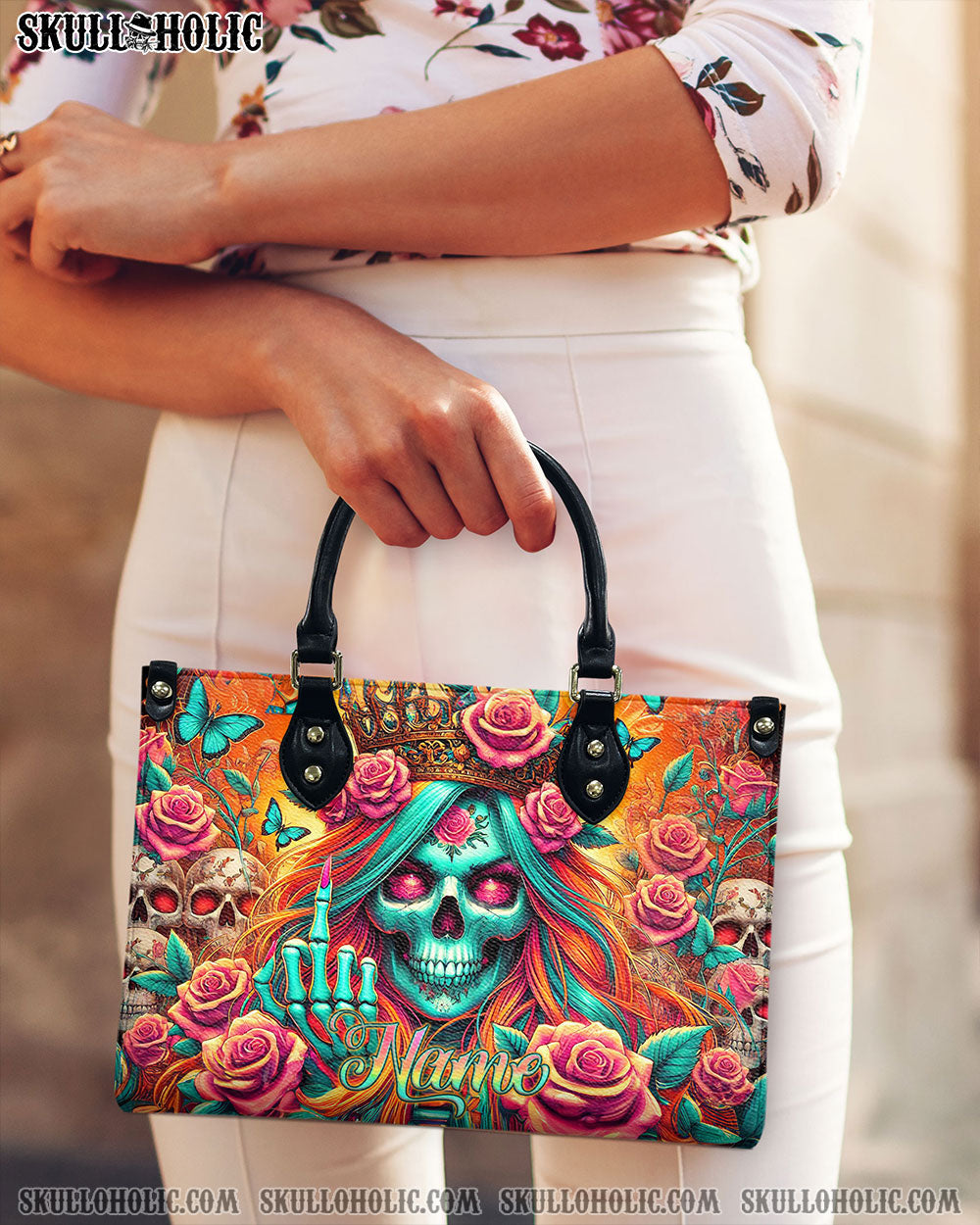 BLISSCORNERS QUEEN SKULL LADY LEATHER HANDBAG