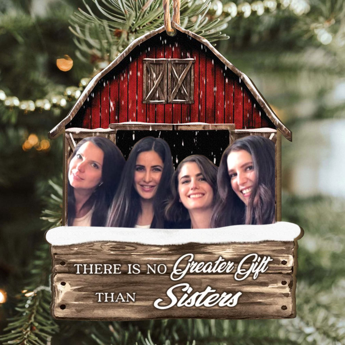 Blisscorners Christmas Gift, Custom Photo And Quote - Personalized Custom Shaped Wooden Ornament - Gift For Family2D Flat LM2111