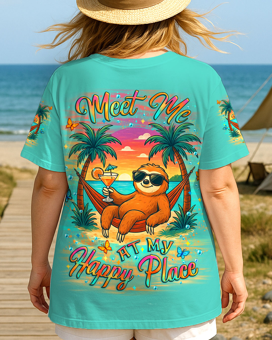 BLISSCORNERS MEET ME AT MY HAPPY PLACE SLOTH ALL OVER PRINT