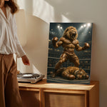 Blisscorners Boxing Lion Champion Canvas Fierce Animal Fighter Wall Art LM2611