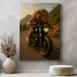 Blisscorners Biker Lion Canvas Badass Motorcycle Animal Wall Art LM2611
