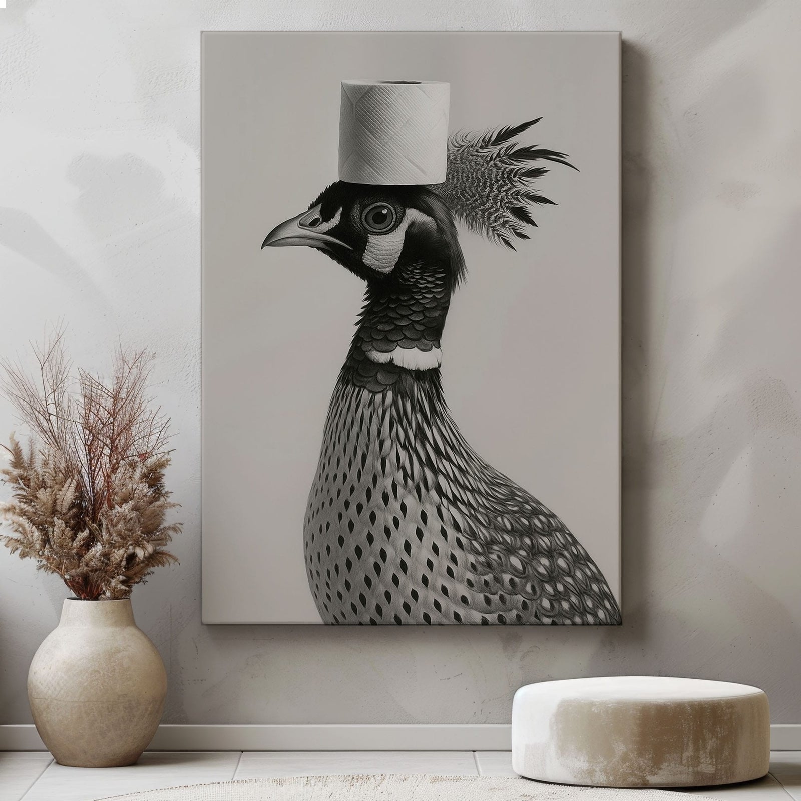Blisscorners Funny Toilet Paper Bird Canvas Bathroom Wall Art6 LM2611