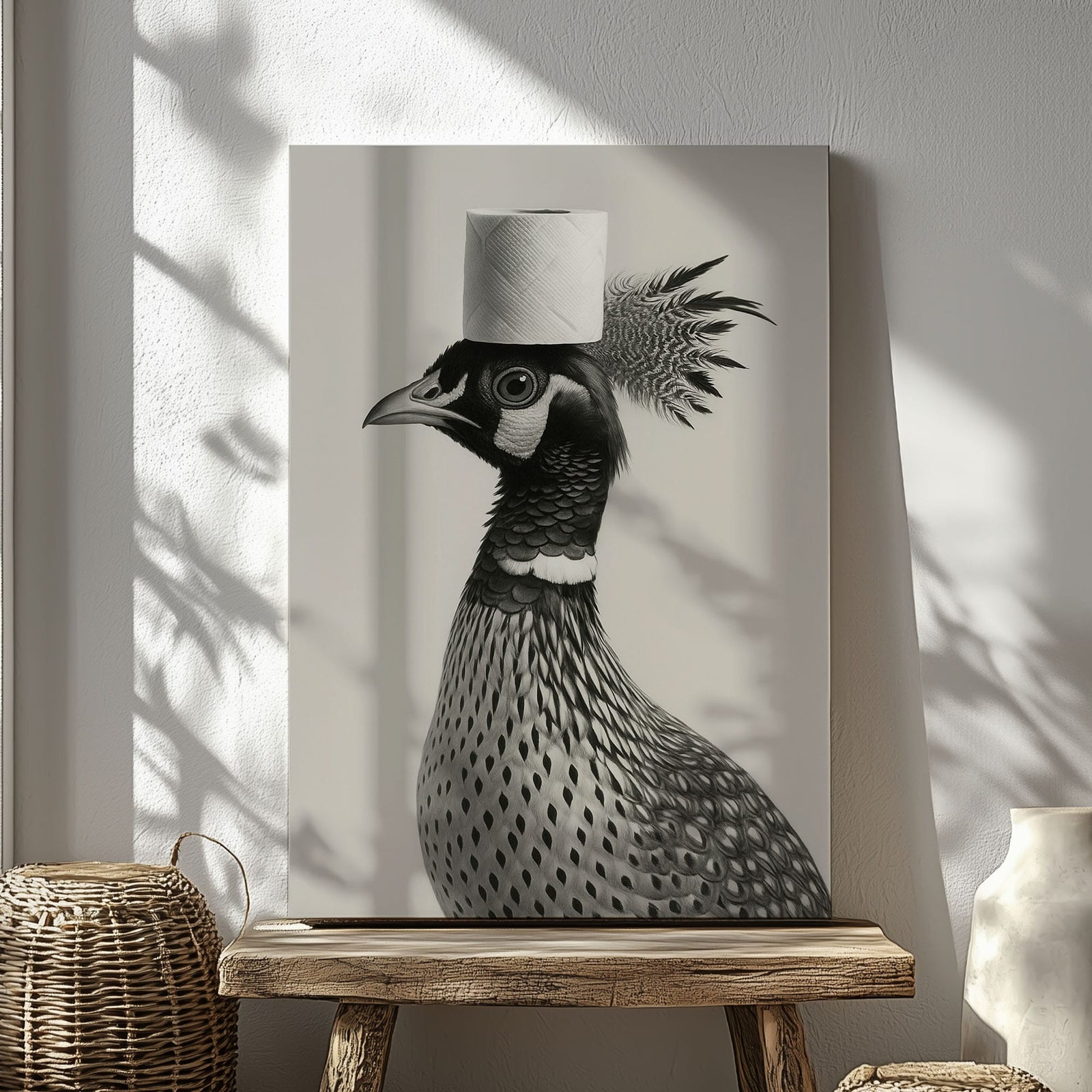 Blisscorners Funny Toilet Paper Bird Canvas Bathroom Wall Art6 LM2611