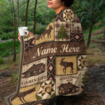 Blisscorners Personalized Hunting Cabin Life Fleece Blanket - Rustic Lodge Throw with Wildlife Design LM1611