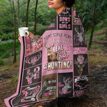 Blisscorners Real Girls Go Hunting Fleece Blanket - Pink Deer Hunting Gift for Women LM1611