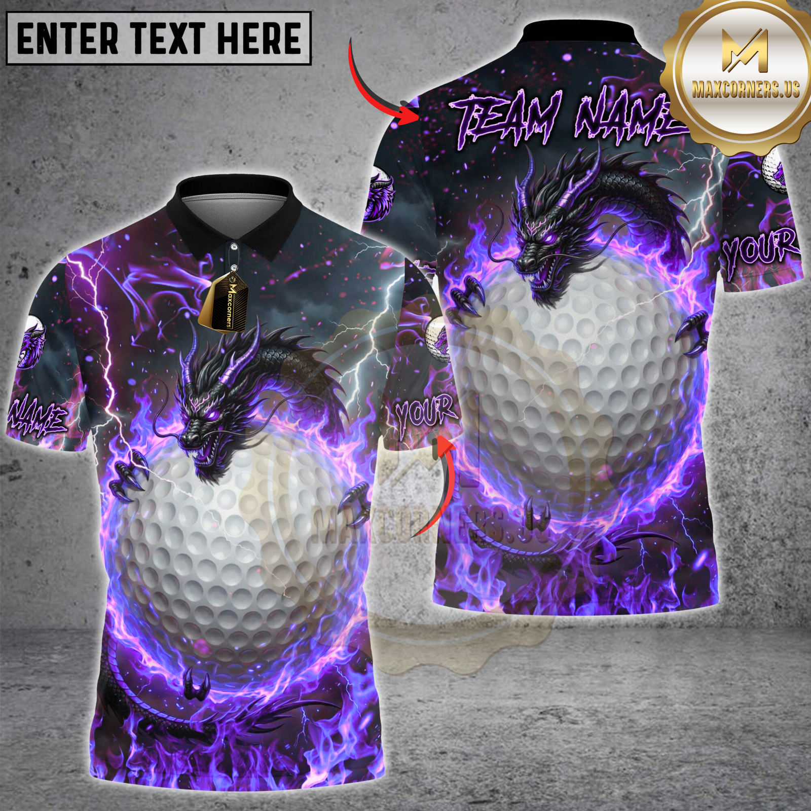 Blisscorners Golf Fire Dragon & Golf Ball Multicolor Customized Name, Team Name 3D Shirts