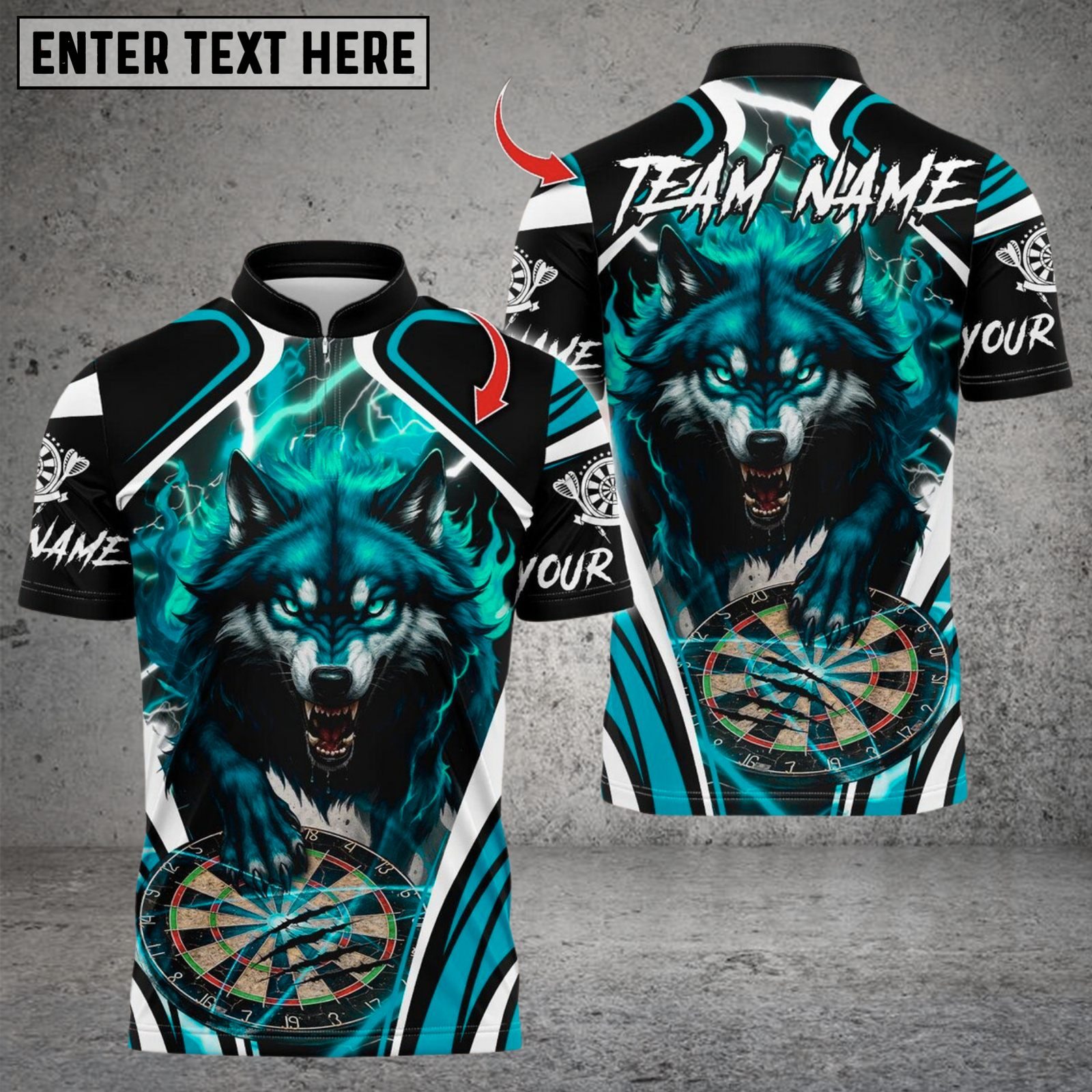 Blisscorners Darts Wolf With Dartboard Multicolor Customized Name Team Name 3D Shirts