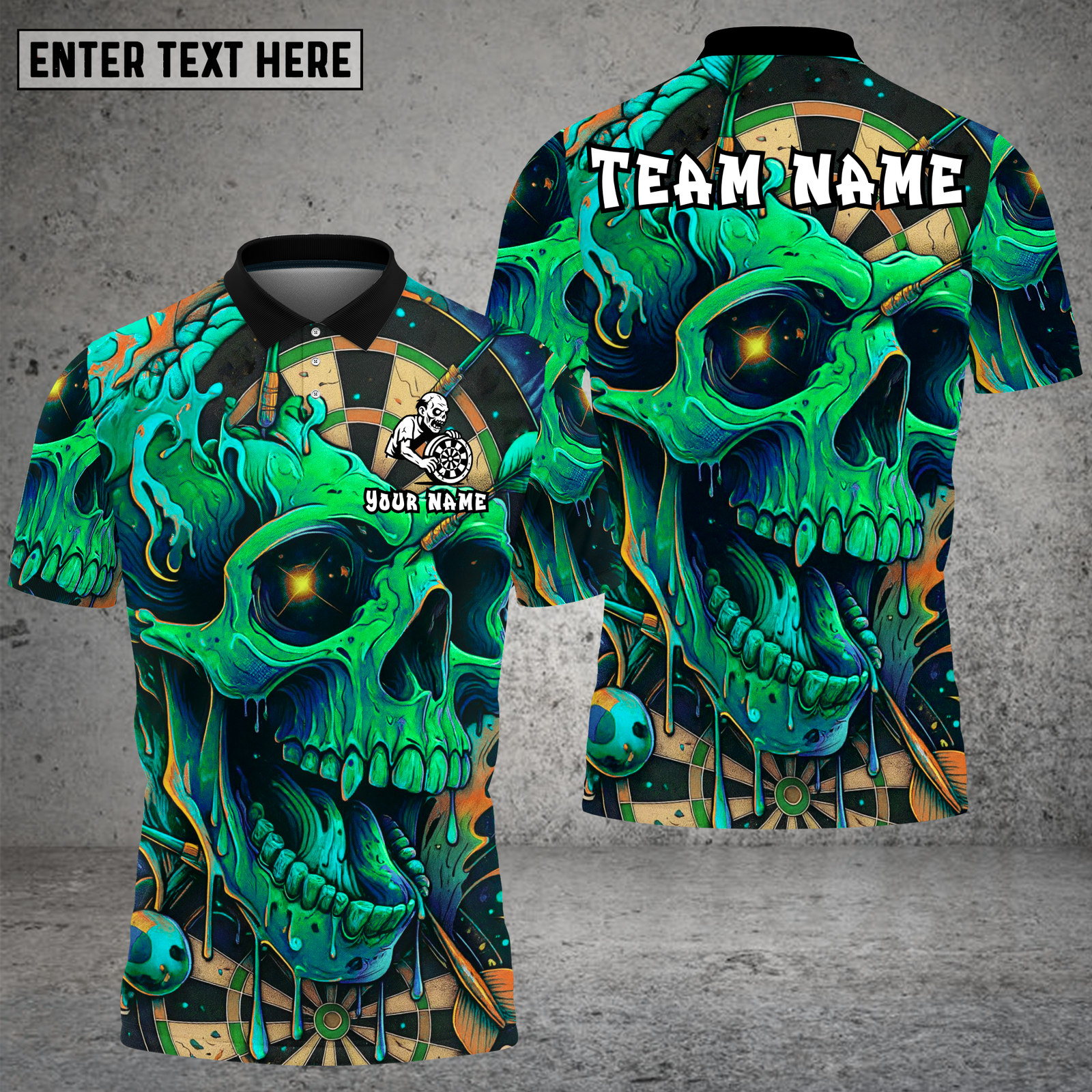 Blisscorners Psychedelic Skull Dartboard Neon Art Multioptions Personalized Name, Team Name Unisex 3D Shirt (4 Colors)