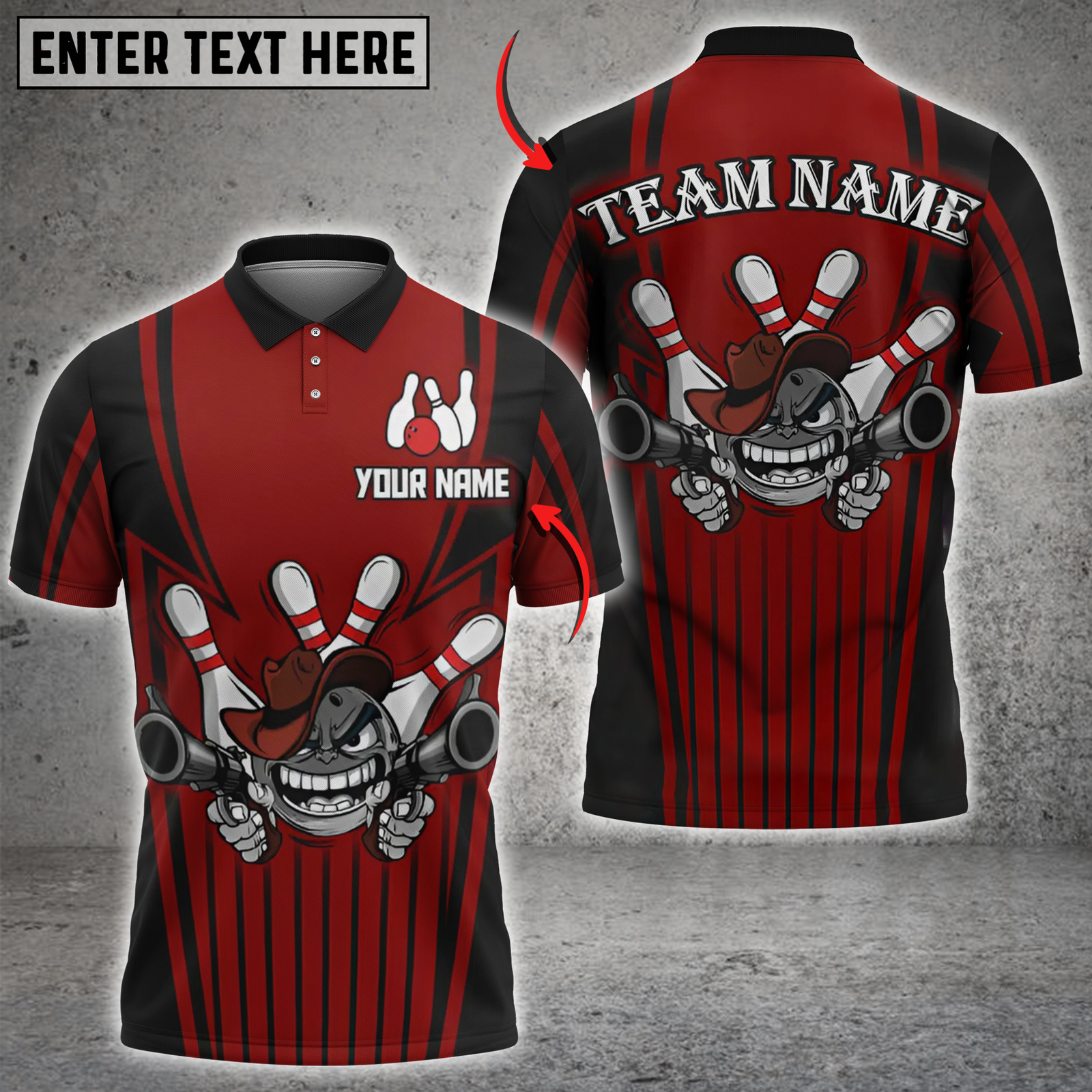 Blisscorners Bowling Gunshot Strikers Multicolor Customized Name, Team Name 3D Shirts