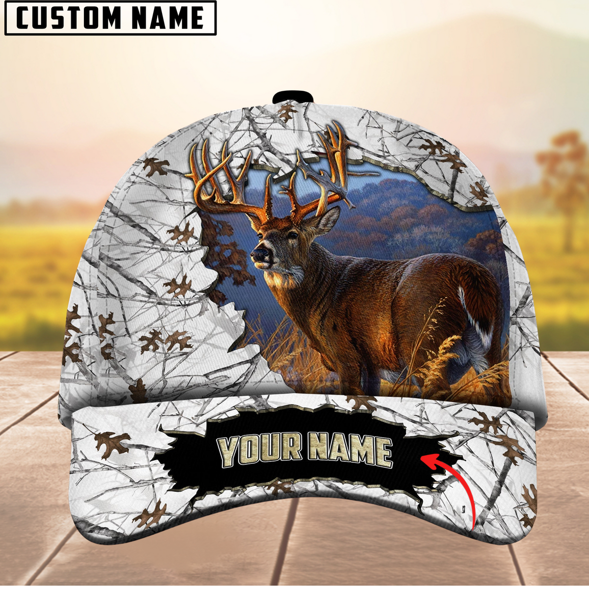 Blisscorners Premium Unique Collab Deer Hunting Camouflage Pattern Multicolor Personalized Name 3D Cap