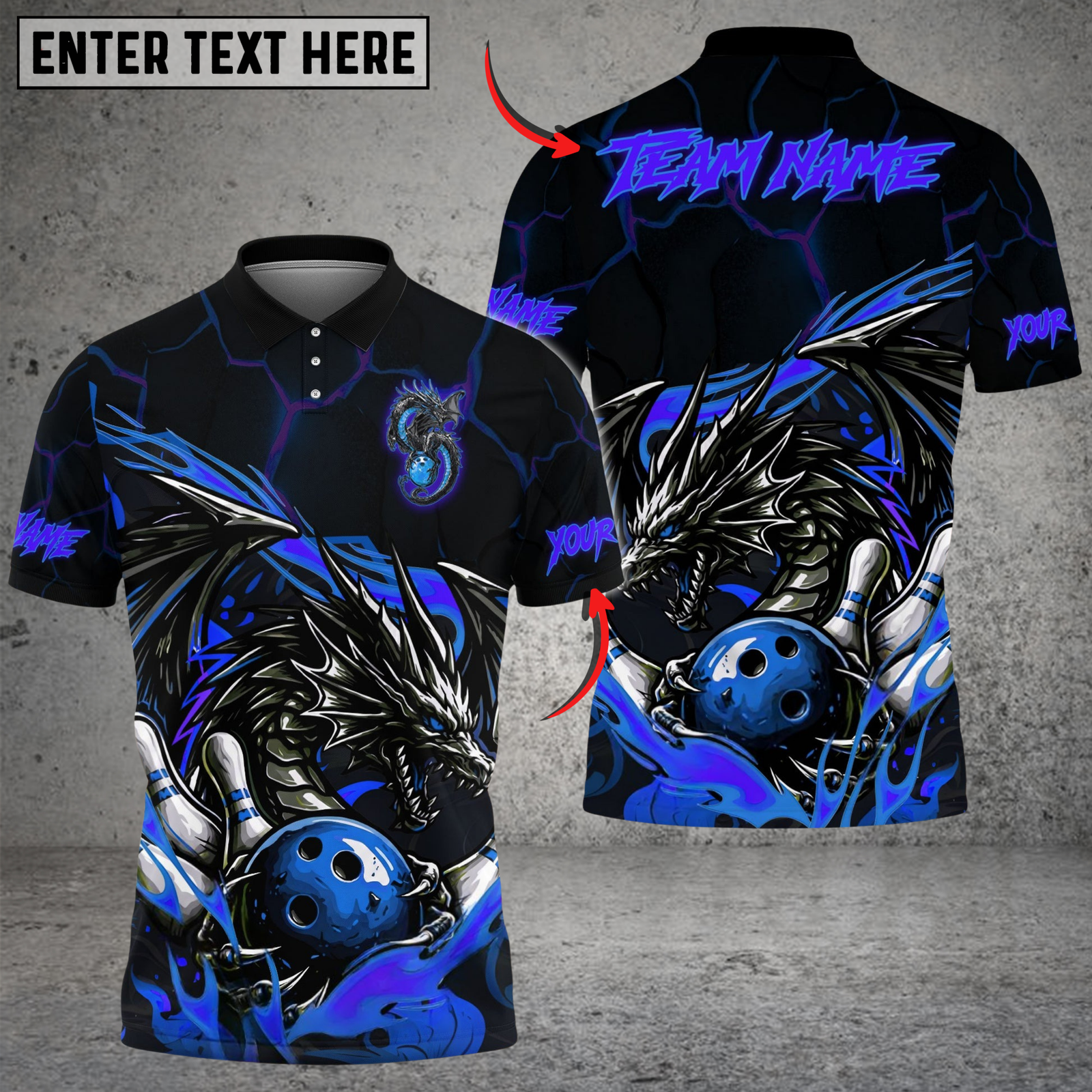 Blisscorners Bowling & Pins Flame Aura Dragon Customized Name, Team Name 3D Shirt (4 Colors)