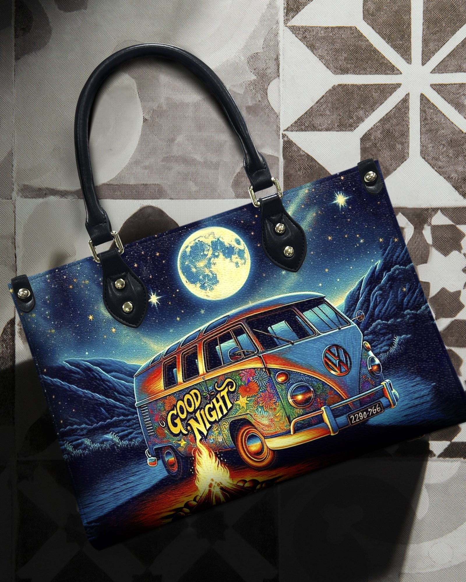 BLISSCORNERS CAMPING NIGHT LEATHER HANDBAG