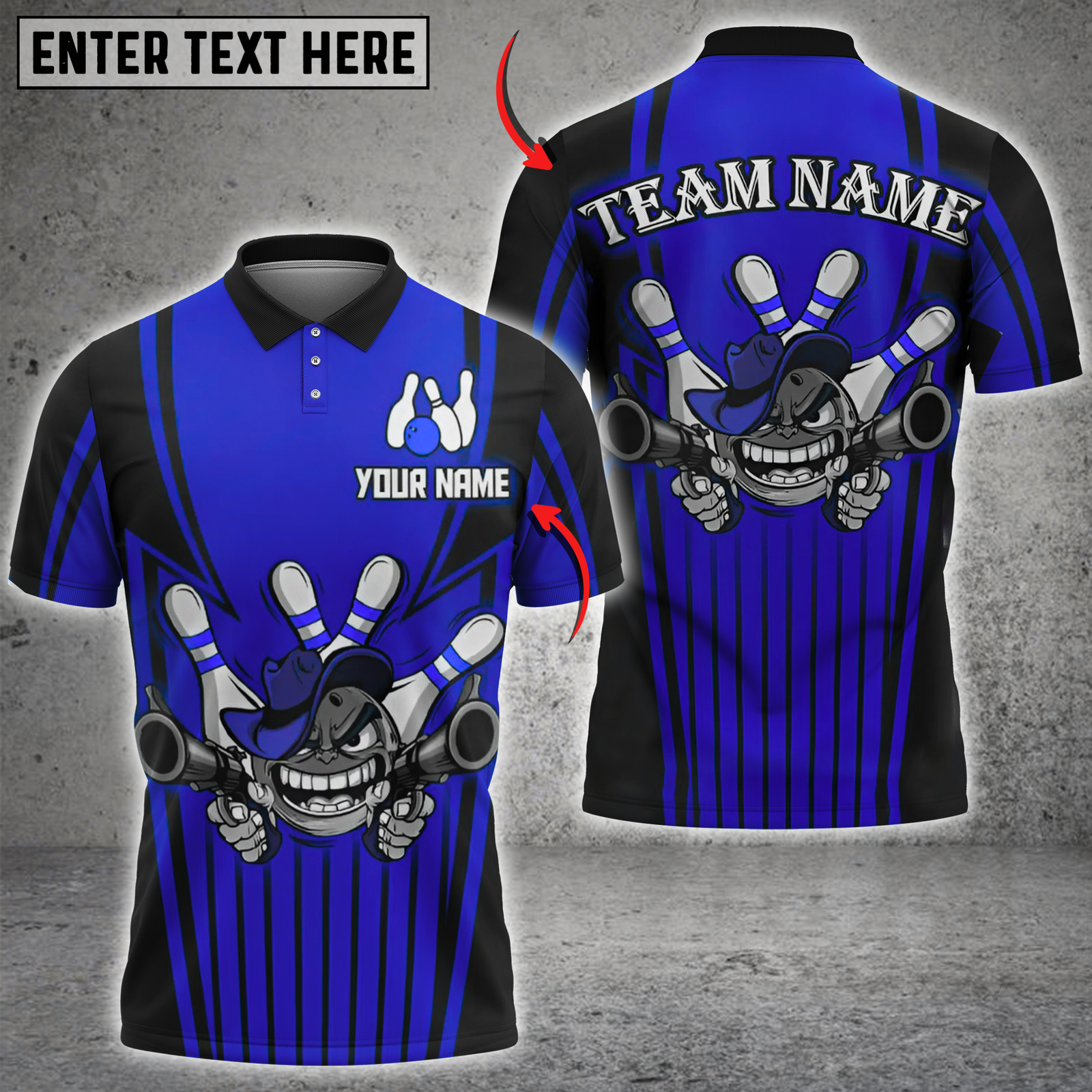 Blisscorners Bowling Gunshot Strikers Multicolor Customized Name, Team Name 3D Shirts