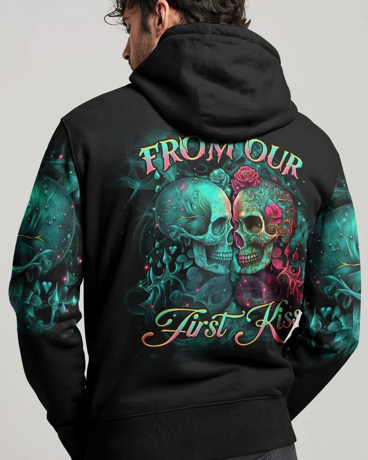 BLISSCORNERS FROM OUR FIRST KISS SKULL ART COUPLE ALL OVER PRINT