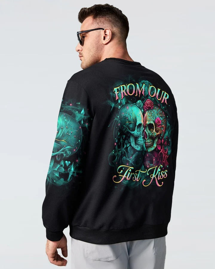BLISSCORNERS FROM OUR FIRST KISS SKULL ART COUPLE ALL OVER PRINT