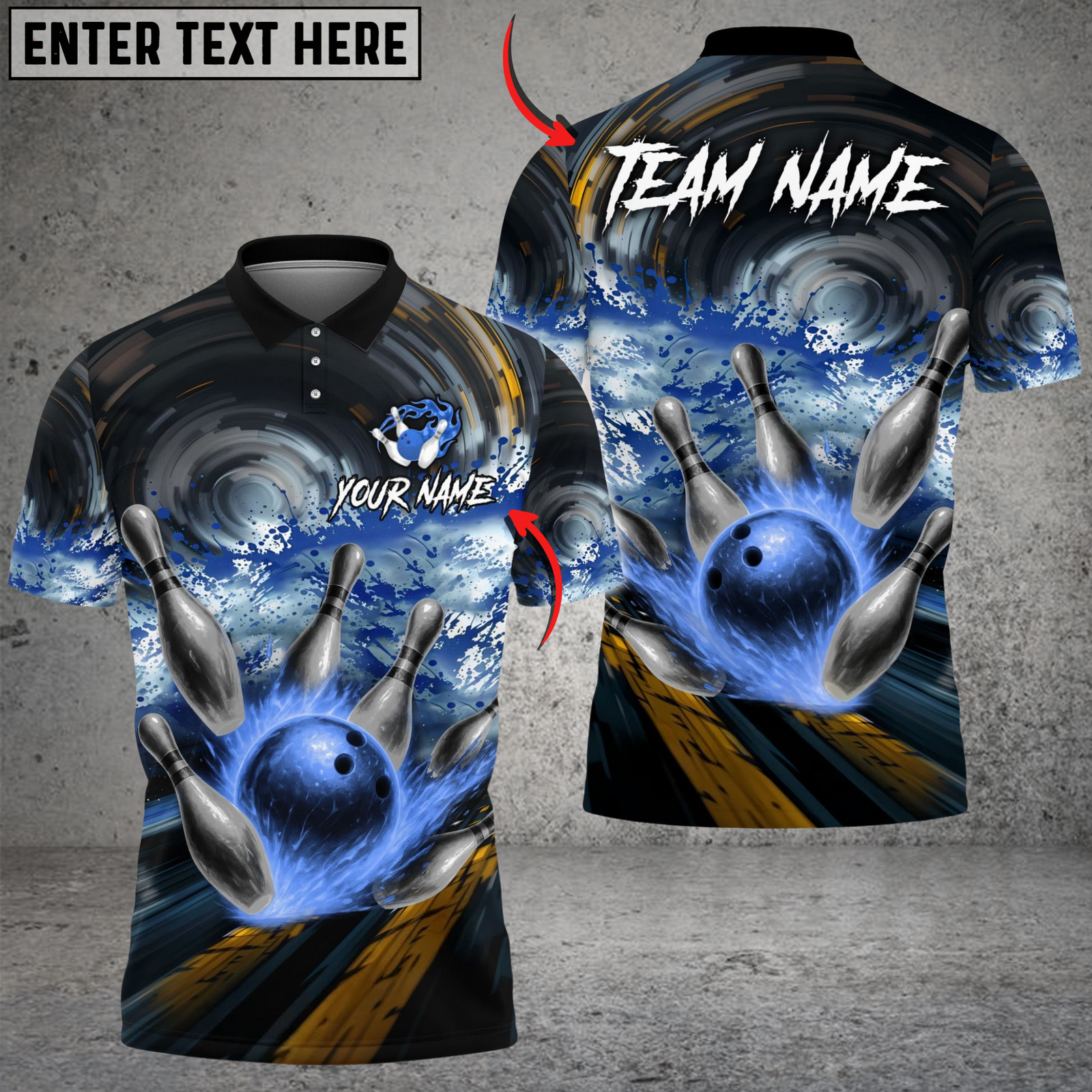 Blisscorners Bowling Drift Paint Splash Multicolor Customized Name, Team Name 3D Shirts
