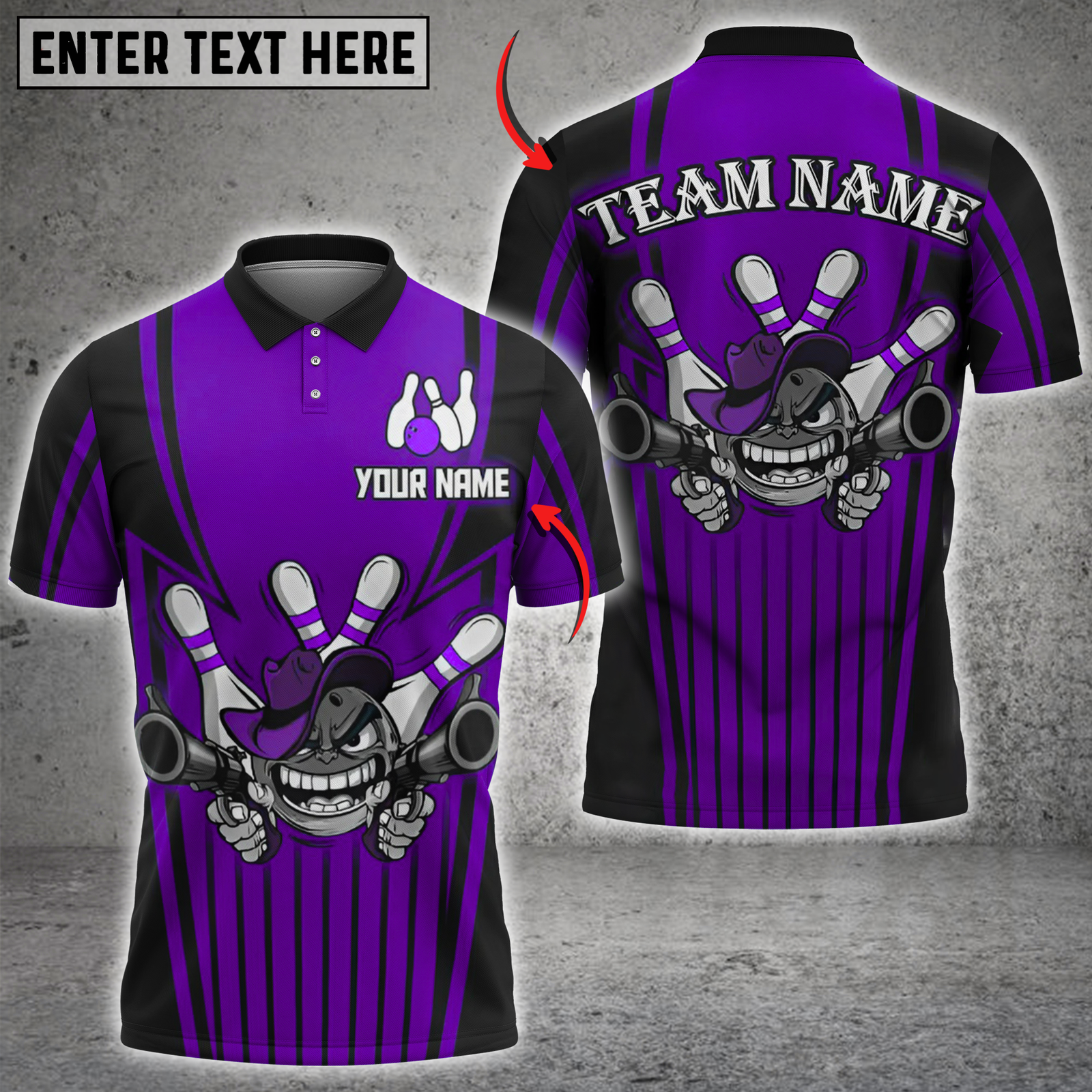 Blisscorners Bowling Gunshot Strikers Multicolor Customized Name, Team Name 3D Shirts
