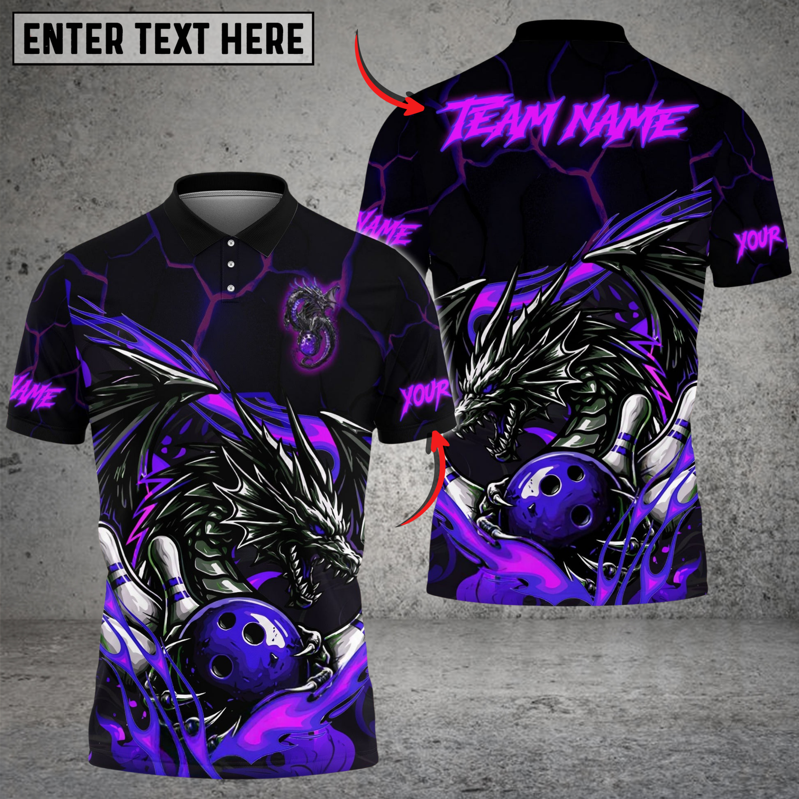 Blisscorners Bowling & Pins Flame Aura Dragon Customized Name, Team Name 3D Shirt (4 Colors)