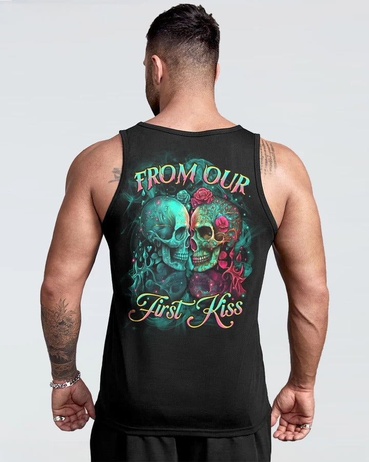 BLISSCORNERS FROM OUR FIRST KISS SKULL ART COUPLE ALL OVER PRINT
