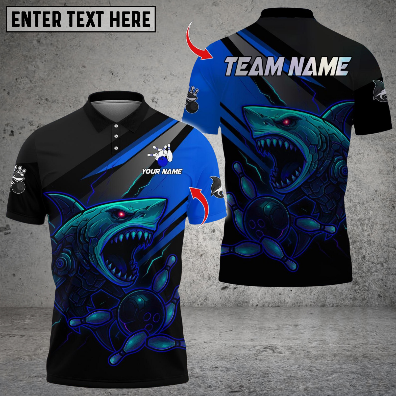 Blisscorners Bowling Shark Cyber Style Multicolor Customized Name, Team Name 3D Shirts