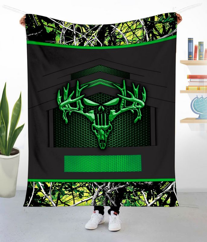 Blisscorners Deer Hunting Camo Punisher Skull Personalized - Blanket
