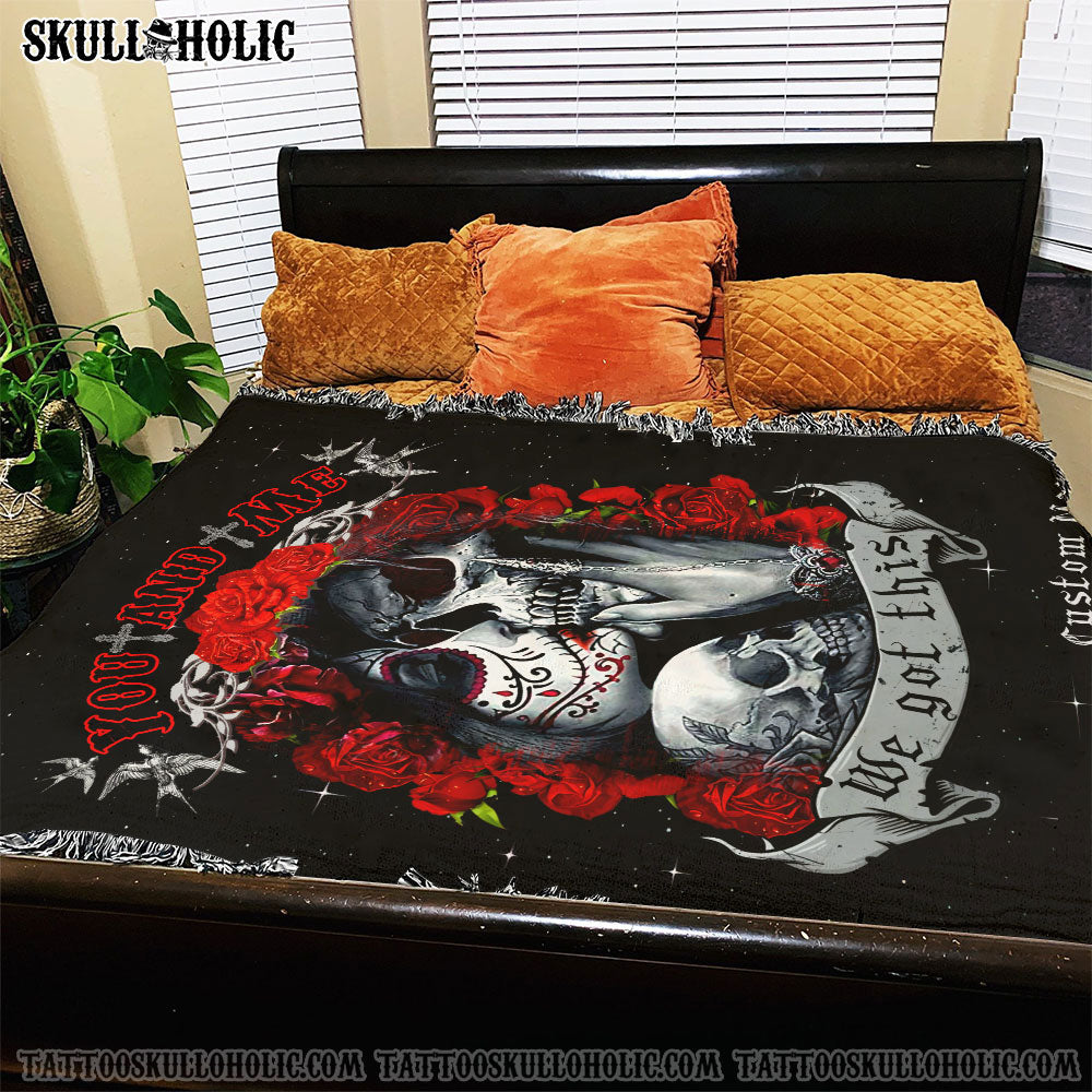 BLISSCORNERS PERSONALIZED YOU AND ME WOVEN & FLEECE BLANKET